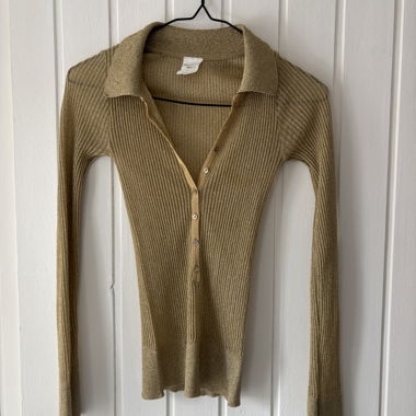 Top Polo Con Paillettes Oro