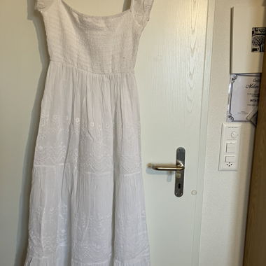 Robe longue blanche dentelle ZARA XS