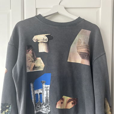 grauer pullover, print