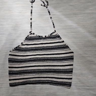 Bershka cropped striped top with straps