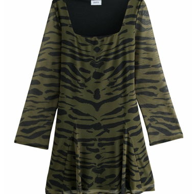 Abito a Maniche Lunghe con Stampa Animalier