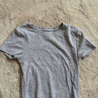 Grey Ribbed T-Shirt