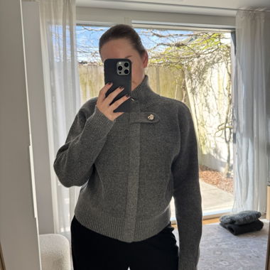 Grey Knit Jacket with Zipper