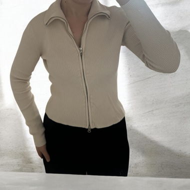 Cardigan a coste con zip