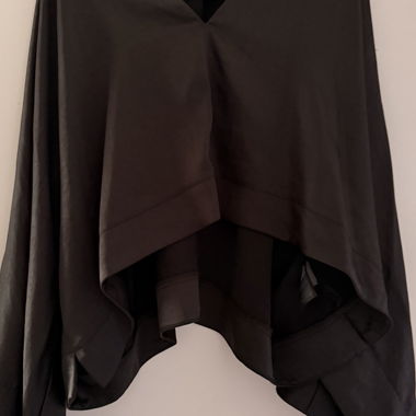 H&M Black Satin Women’s Blouse with V-Neck