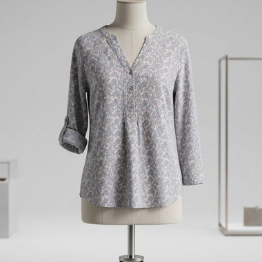 Grey Floral Blouse