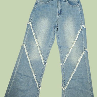 Wide-Leg Jeans mit Fransen