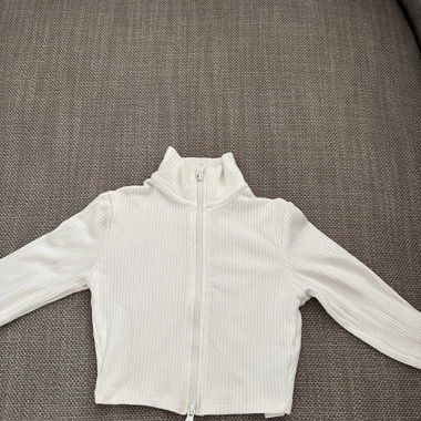 Cropped zip-up shirt