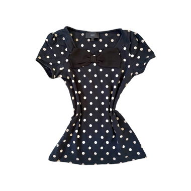 Polka-Dot Bow Top T-Shirt mit Schleife Vintage Y2K