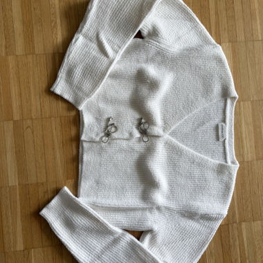White Sweater with Bow Detailing