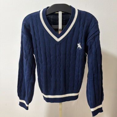Maglione blu scuro a scollo a V