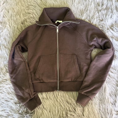 Felpa con zip marrone Zara