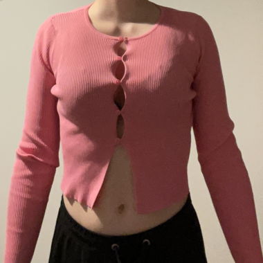 Langarm Oberteil Bauchfrei Pink