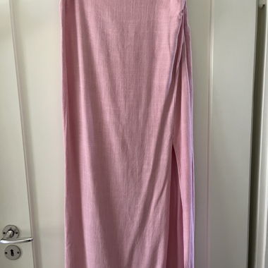Blush Pink Linen Maxi Skirt