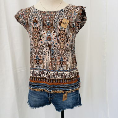Volant-Top mit Fantasiemuster