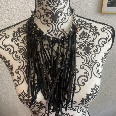 Black Fringe Statement Necklace