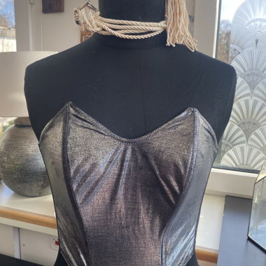 Top bustier senza spalline argento metallizzato #batgirl