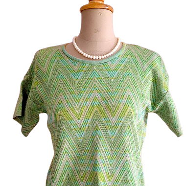 Missoni Vintage Top Green Chevron Pattern  Size S
