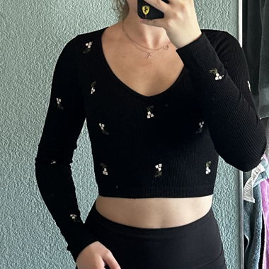 Crop top long sleeve mit Blumen