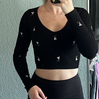 Crop top long sleeve mit Blumen