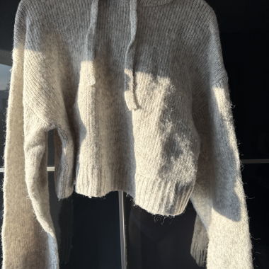 Cropped Strick-Hoodie