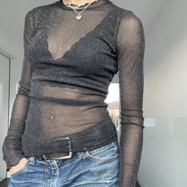 sparkly black see-through top