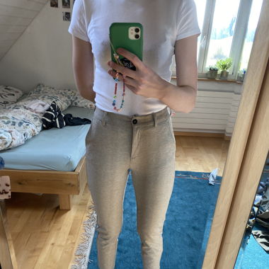 Beige Stoffhose