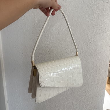 Borsa a spalla bianca Croco