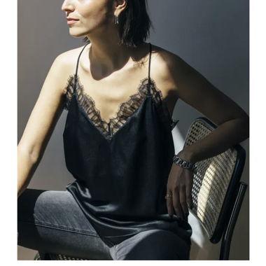 Top in vera seta. Nero