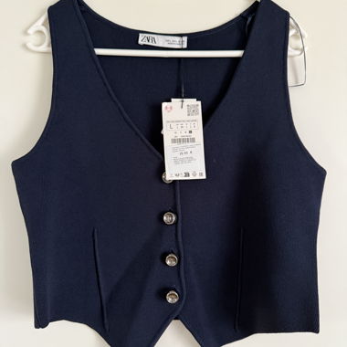 Gilet in maglia Zara blu scuro