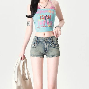Denim Shorts with Cami Top