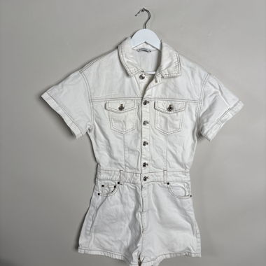 Stradivarius White-Denim-Jumpsuit