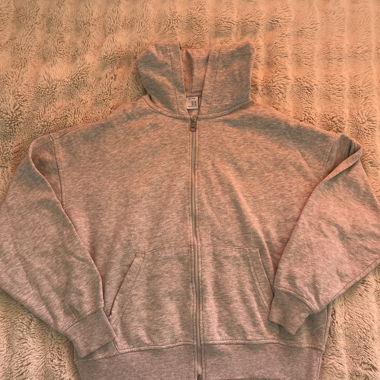 Grey Hooded Jacket with Zipper