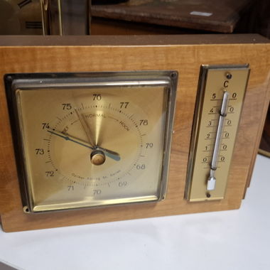 Vintage Barometer mit Thermometer aus Holz