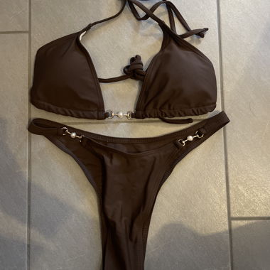 Brown Bikini with Pearls