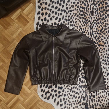 Veste en simili cuir marron
