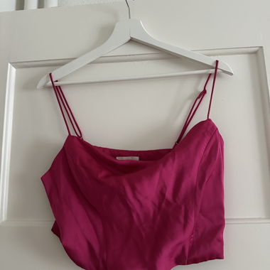 Corset Crop Top satin rose H&M taille M
