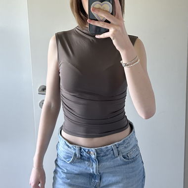 Brown Sleeveless Top
