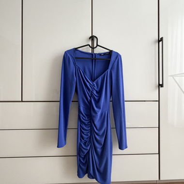 Abito blu Zara arricciato