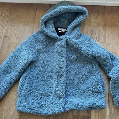 Mango fluffy blue hooded jacket