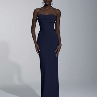 Abito da sera bandeau blu navy