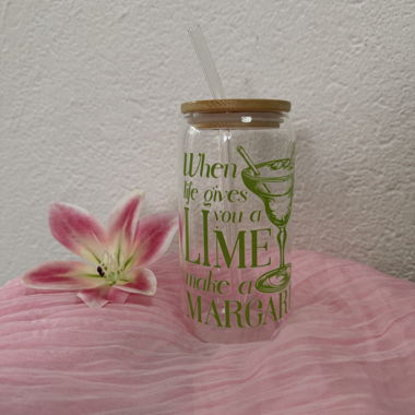 Glasbecher aus Glas „When Life Gives You a Lime“
