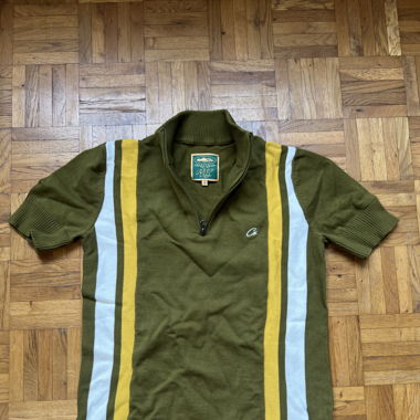 Polo zippé Corteiz vert rayé - Taille S