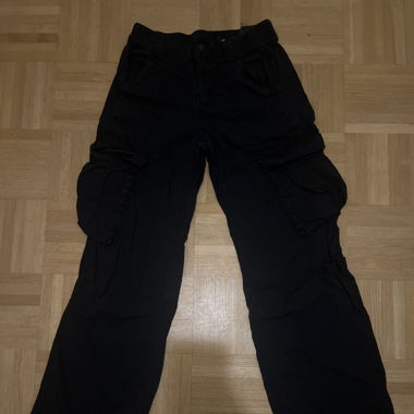 Black cargo mid waist