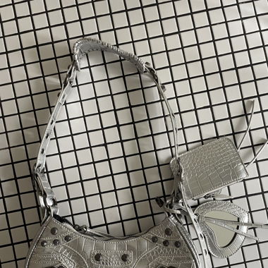 Silver Shoulder Bag Balenciaga Style