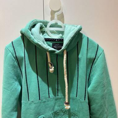 Mint Green Pull&Bear Hoodie with Navy Stripes