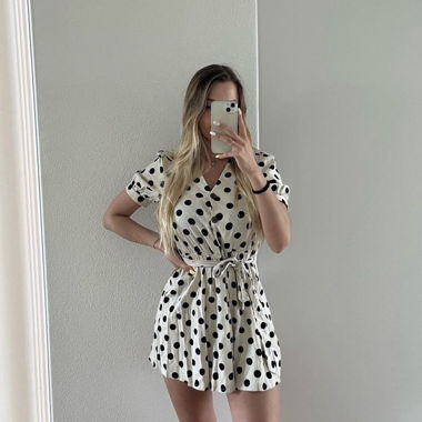 Gepunktetes Leinen Kleid