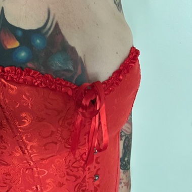 Corset rouge tissu style Roccocco Taille 48 à 52