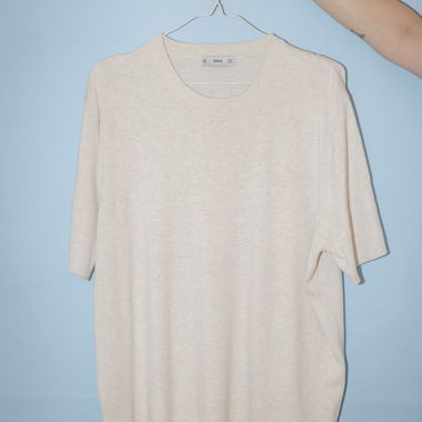 T-shirt in maglia beige da uomo