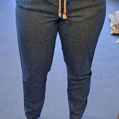 Blue casual pants with denim look